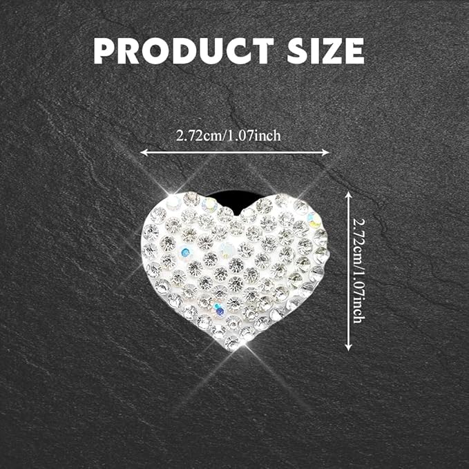 4PCS Bling Heart Air Vent Clips, Car Air Freshener for Women, Air Fresheners Diffuser Clip Charm, Car Air Conditioning Outlet Clip Decorative Accessory for Women Girls (White, Style1)
