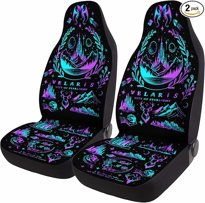 GENANY Acotar Velaris Car Seat Covers Set of 2, Breathable Front Seat Covers for Truck Sedan SUV, Bookish Car Accessories, Bookish Gift for Women Men