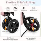 Giantex Double Pet Stroller with 2 Detachable Carrier Bags, Safety Belt, 4 Lockable Wheels, Folding Cat & Dog Stroller for Small Medium Pets, Cats Dogs Puppy Travel Strolling Cart (Pink)