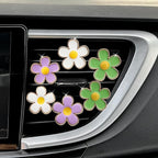 6pcs Flowers Car Decor,Cute Car Air Freshener Vent Clips,White Green Purple Daisy Air Vent Clip Accessories for Women,3cm/2.7cm Refillable Daisy Decor Diffuser