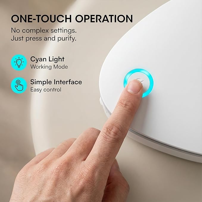 Portable Odor Remover Machine, Odor Remover Machine for Smoke Smell, Rechargeable 1800mAh Mini Deodorizing Machine for Car, Closet, Refrigerator, Shoe Cabinet, Office & Small Spaces (White)