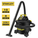 STANLEY Wet/Dry Vacuum SL18191P, 10 Gallon 4 Horsepower 16 FT Clean Range Shop, Ideal for Home/Garage/Laundry Rooms with Attachments, Strong Suction Large Capacity Multiple Accessories