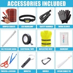 AUTODECO Car Roadside Emergency Kit, Car Safety Kit for Men Portable Car Kits for Emergency, Pink