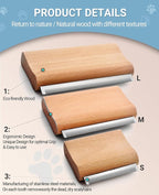 cat brush for shedding, Rabbit brush with Ergonomic wooden Handle-Deshedding Brush for Cats & Cat Comb Tool for Detangling and Remove excess hair, Fur, dirt, etc (S (3 Inch))