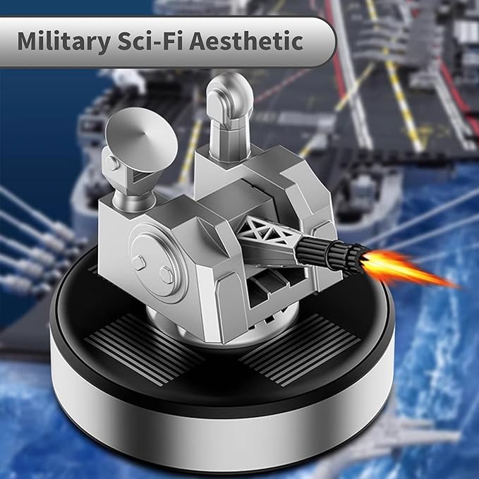 Artillery Solar Air Freshener- 360 Rotating Car Aromatherapy Diffuser Auto Dashboard Decor, 2025 New Military Model Rotating Ornament for Men Women and Military Enthusiast (Golden, Without perfume1)