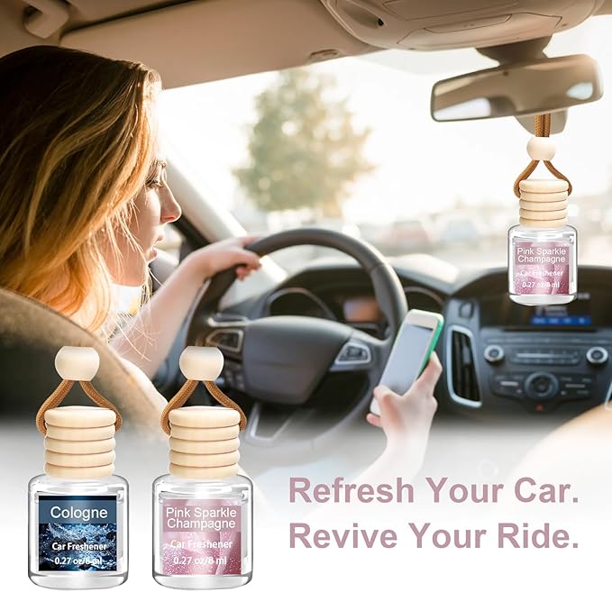 6 Pack Air Freshener Diffuser, Hanging Air Fragrance Essential Oil Diffuser, Car Scents Accessories Cute Car Interior Decor,Car Air Fresheners for Women & Men Gift Cologne Aromatherapy Oil