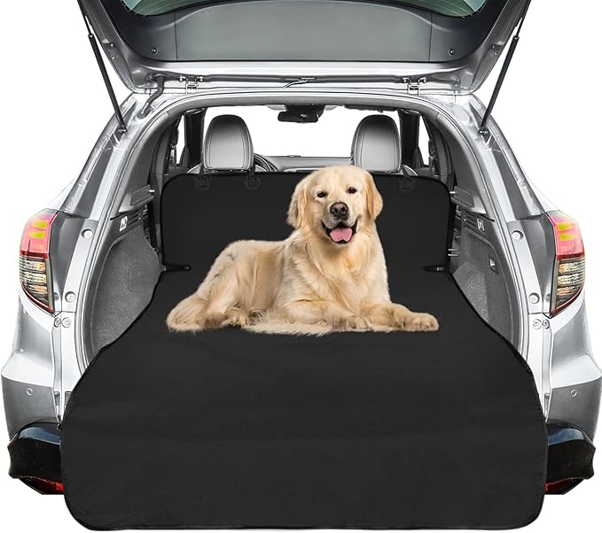 Veckle Large SUV Cargo Liner for Dogs (55" x 90"), Waterproof Pet Trunk Mat with Bumper Flap, Heavy Duty Oxford Fabric, Non-Slip Backing, Dog Seat Cover for SUVs Sedans Vans, Black