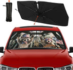 Socira Funny Rocking Raccoon Car Windshield Sun Shade Umbrella Foldable Rock Racoons Sunshade for Front Window Auto Windshield Sunshade Covers Car Accessories Gifts for Men Protect from Sun Rays Heat