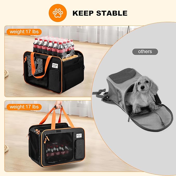 20 x 14 x 14 Expandable car Travel Carrier for 1 Small-Medium cat,with a Portable Leakproof Litter Box