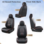 Coverado Car Seat Covers Full Set, Automotive Front and Rear Seat Covers with Backrest, Nappa Leather Car Seat Protectors Waterproof, Universal for Most Vehicles,Black
