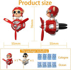 2Pcs Car Air Fresheners, Cute Bear Pilot Automotive Air Outlet Creative Car Perfume Diffuser, Automotive Accessories Air Vent Decoration with 8 Fragrant Tablets (Red 1+Silver 1)