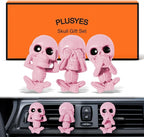 Skull Car Air Freshener Vent Clips, Goth Decor Interior, Gothic Halloween Cool Decoration Horror Skeleton Dashboard Accessories Spooky, Cute Funny Gifts for Men Women