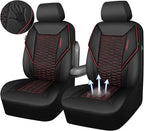 CAR PASS 3D Foam Mesh Leather Car Seat Covers Front Seats, Air Cool Mesh Front Seat Covers for Car, Universal Fit for SUV Truck Sedan Automotive, Armrest Airbag Compatible,Black and Red