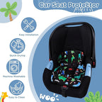 Car Seat Potty Training Protector, 2 Pack Waterproof Piddle Pad Carseat for Baby Toddlers, Leak-Proof Car Seat Liner with Non-Slip Back & 2 Strap Covers, Machine Washable - Black