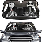GENANY Nightmare Skellington Couple Horror Windshield Sun Shade for Car SUV Truck (55x30 inches), Sun Shade Windshield, Protector Blocks UV, Auto Gifts, Car Decor