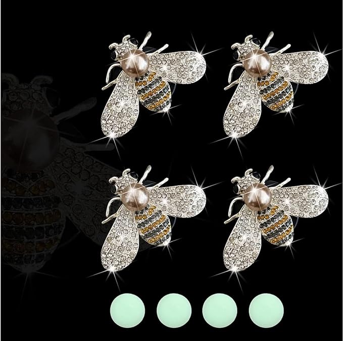 4 Pcs Bling Bee Air Vent Clips,Crystal Bee Car Air Fresheners Vent Clips Car Diffuser Vent Clip Rhinestone Diamond Bee Car Decoration Car Interior Decor Bling Car Accessories,Interior Accessories