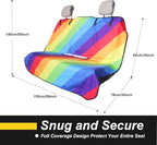 Back Seat Cover for Car Trucks Van SUV,Waterproof Rear Bench Towel Seat Covers for Dogs and Kids,Automotive Backseat Protector (Rainbow)