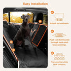 Waterproof Dog Car Seat Cover for Back Seat,Collapsible Scratchproof Dog Car Seats Covers,Nonslip Dogs Seat Cover with Mesh Window,Storage Pocket,Side Flaps,Universal Size Fit for Car/Truck/SUV
