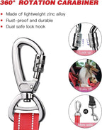 AUBELL Dog Seat Belt for Car,Updated 3-in-1 Adjustable Reflective Bungee Heavy Duty Dog Car Harness Tether with Clip Hook Latch & Buckle,Swivel Zinc Alloy Carabiner,Red