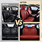 FLORICH Front Seat Covers for Cars, Luxury Waterproof Faux Leather Seat Covers Cushion, Car Seat Protectors Universal Fit for Most 5 Seats Vehicles - Red