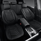 CAR PASS 3D Foam Faux Leather Car Seat Covers Full Set,Waterproof Leather Seat Cover for Cars,Luxury Universal Fit for SUV Truck Sedan Automotive, Armrest Airbag Compatible Anti-Slip, All Black