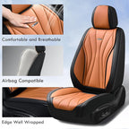 Coverado Leather Seat Cover for Cars, Front and Back Car Seat Protector, Waterproof Seat Covers Full Set, Luxury Car Seat Covers, Automotive Seat Cushions Universal Fit for Most Cars (Black&Brown)
