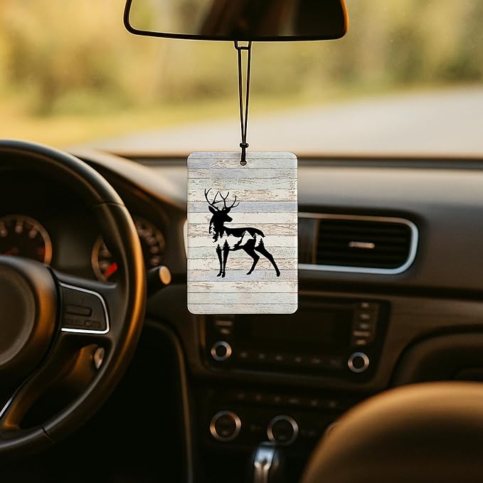 Rustic Animal Mountain Car Air Freshener 4 Pcs, Vintage Deer Bear Wolf Elk Mountain Air Freshener Hanging for Cars Books Closet Drawer, Animal Lover Gifts Car Accessories for Women Men