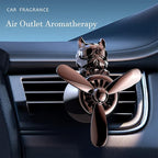 Car fragrance diffuser pilot air outlet cartoon rotating fan leaf perfume cute shape freshener with 2 fragrances (dog-black), Pack of 1 (MY-307)