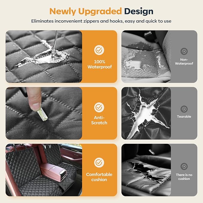 Dog Car Seat Cover for Back Seat,New Upgraded Thickened Dog Car Seat Cover,Waterproof and Wear-Resistant Bench Back Seat Cover with Non-Slip Pad,Universal Size Fits Cars, Trucks, SUVs