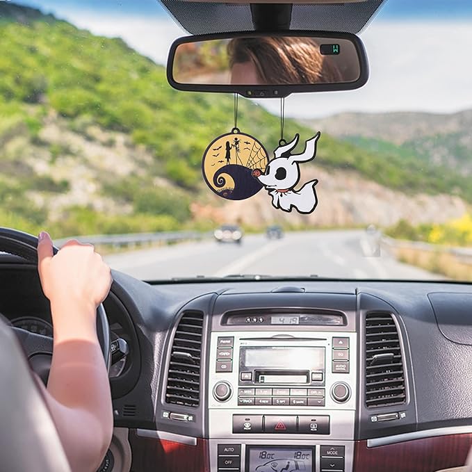 4Pcs Nightmare Sally Theme Car Air Freshener Hanging Fragrance Chips Zombie Bride Ghost Rearview Mirror Pendant Essential Oil Diffuser Hanging Scent Car Accessories Decor