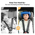 Adjustable Child Car Seat Head Support Band, Adjustable Head and Neck Support Band - A Comfortable Safe Sleep Solution, Blue Head Support Belt