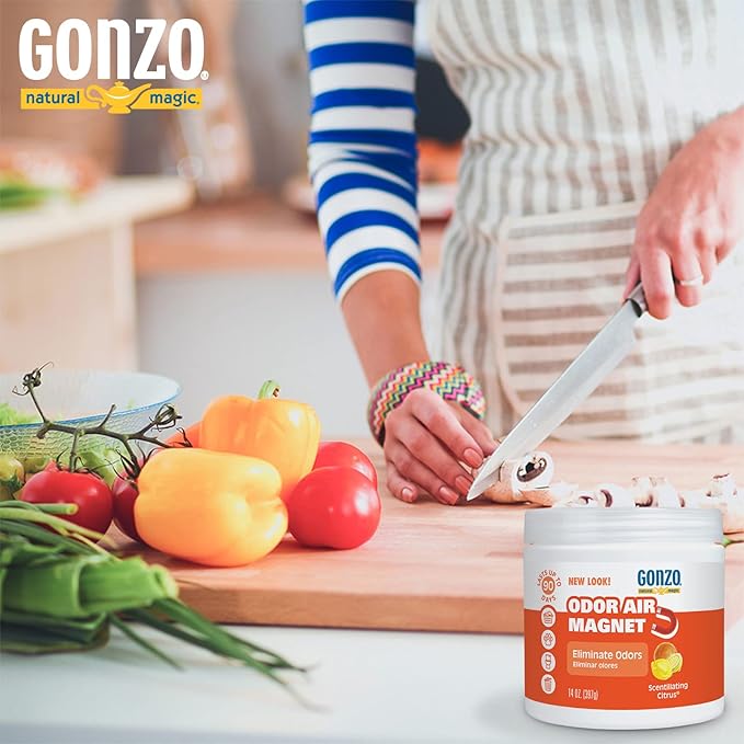 Gonzo Natural Magic Odor Air Magnet - Eliminates Odors from Closets, RV's, Rental Properties, Cars, Pet Areas, Bathrooms, Trash Areas Caused by Smoke, Pets, Garbage, 14oz, Citrus Scent