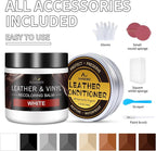 Leather Recoloring Balm with 100ml Mink Oil, White Leather Repair Kit and Scratch Remover for Furniture, Car Seats, Sofas, Dye & Restorer for Couches, Vinyl, PU, Faux