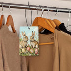 Vintage Easter Bunny Egg Car Air Freshener 4 Pcs, Religious Easter Rabbit Egg Floral Hanging Air Freshener for Cars Closet Drawer Books, Spring Bunny Car Accessories for Women