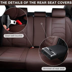 Brown Car Seat Covers Full Set, Breathable Leather Automotive Front and Rear Seat Covers & Headrest for Reduce The Driving Fatigue, Compatible with Most Vehicles, Cars