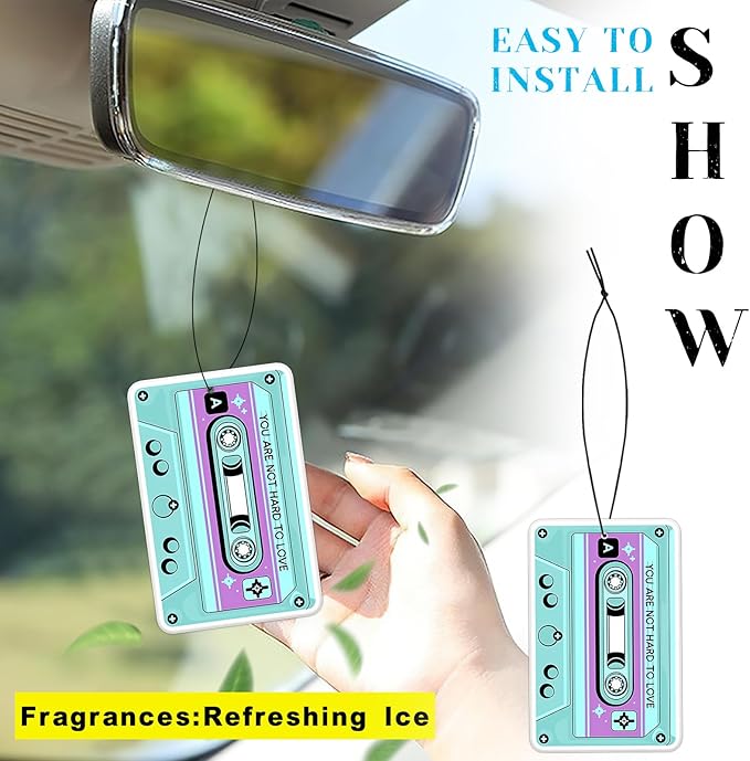 GTOTd Retro Tape Cassette Refreshing Ice Car Air Freshener Card（8Pack）80s Party Decorations Christmas Ornament Accessories Gifts Merch Pendant Room for Hanging Rearview Car Interior Household