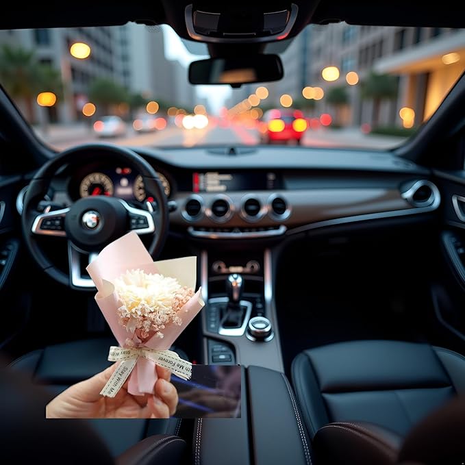 Pink Mini Dried Flowers Bouquet for Car Air Vent Clips, Air Outlet Perfume Decoration, Automotive Air Fresheners Car Air Fresheners Interior Accessories Interior Accessories