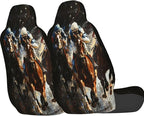 Delerain Car Seat Covers Set 2Pcs, Horse Racing Universal Front Car Seats Vehicle Enterior Protector Suitable Fits Most Car Auto SUV Sedan Truck