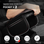 Upgraded Car Center Console Cover Fit for RAV4 Faux Leather Car Armrest Cover Cushion with 2 Storage Bags,Car Armrest Storage Box Interior Accessories(Black&Redline)