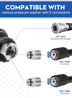 Short Pressure Washer Gun, 5000 PSI Max Swivel High Pressure Washer Extension Wand with 5 nozzles, M22 14MM Swivel Connect & M22 15MM, Car Wash Kit Power Washer Gun for Cars, Driveway, Yard, Fence