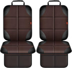 Car Seat Protector 1 Pack Car Seat Cushion Mat Thickest Padding,Waterproof 600D Fabric Car Seat Covers for Non-Slip Backing Mesh Pockets for Baby and Pet (Brown, 2 Pcs)
