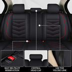 Car Seat Cover 6 Seats for Ford Explorer 2000-2026, Waterproof Durable Compatible Airbag, Premium Leather Seat Protector(6 Seats Standard,Black Red)