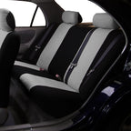 FH Group Car Seat Covers Flat Cloth Automotive Gray Full Set, Rear Solid Bench Universal Fit Combo Steering Wheel Cover & Seat Belt Pads Car Seat Protector for Cars Trucks SUV Interior Accessories