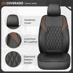 Coverado Leather Seat Covers, Front and Back Seat Covers for Cars, Waterproof Automotive Seat Covers Car Seat Protector Car Seat Cushion Universal Interior Truck Accessories Fit Most Cars Black&Coffee