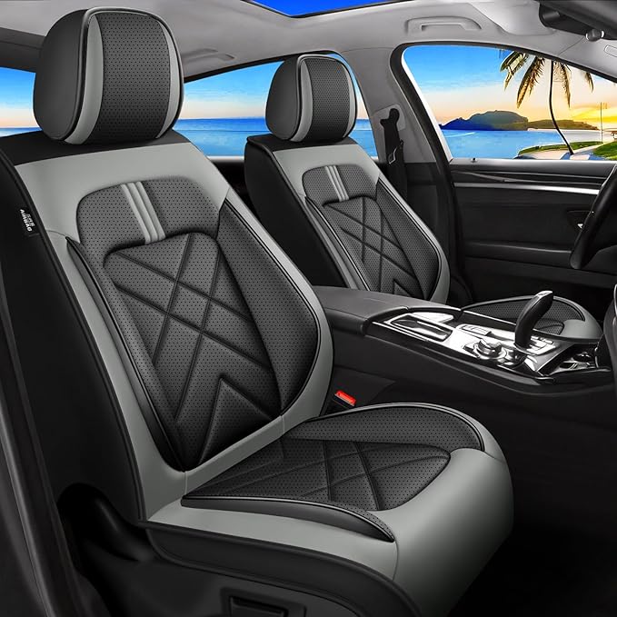 CX-90 Car Seat Covers Custom Fit for Mazda CX-90 2007-2026, Full Coverage Premium Leather Waterproof Breathable Seat Covers, Automotive Seat Protectors, Airbag Compatible(5 Seats, Black Gray)