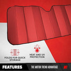 Motor Trend Accordion Red Car Windshield Sun Shade - Car Sun Visor Sun Shade for Car Windshield - Car Window Shades for SUV & Truck - Dash Cover Sun Protection Window Shade Accessories - 58" x 24"