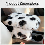 Fluffy Car Armrest Cover with Side Pockets – Plush Fuzzy Fur Center Console Armrest Cushion Pad, Universal Winter Car Interior Protector, Soft Arm Rest Cover with Storage for Women & Men (COWS)