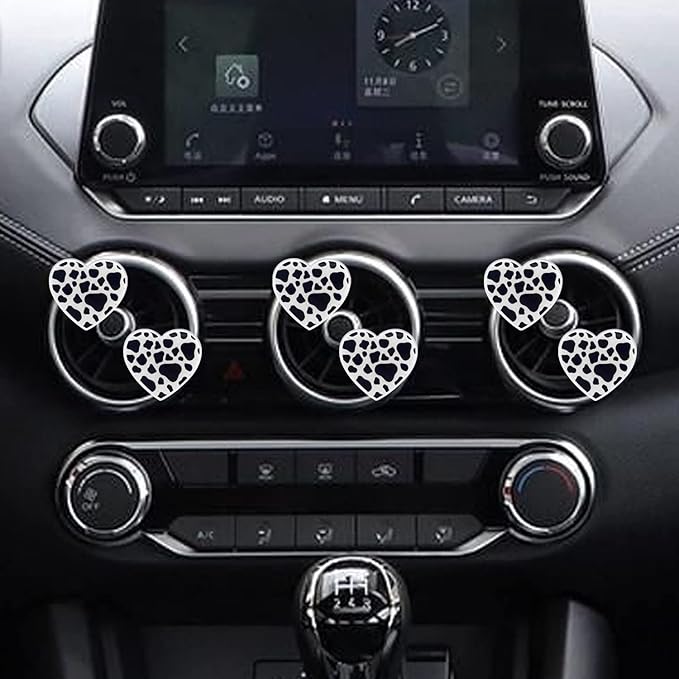 6 Pcs Heart Air Vent Clips, Cow Print Heart Car Air Fresheners Vent Clips Long Lasting Car Diffuser Vent Clip Cars Interior Decor Charm Car Decoration Cute Accessories for Women Girls