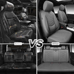 CAR PASS Luxury Nappa Leather Seat Covers Full Set, Water Resistant Faux Leather Seat Cover with Lumbar Support, Breathable Automotive Seat Covers Universal Fit for Sedan SUV Van Truck, Pure Gray