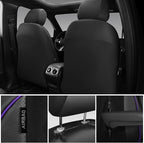 CAR PASS 3D Foam PU Leather Car Seat Covers, Universal Seat Covers Front 2 for Trucks SUV Sedan Automotive Seat Covers Armrest Airbag Compatible Waterproof Comfortable Faux Nappa Leather Black Purple